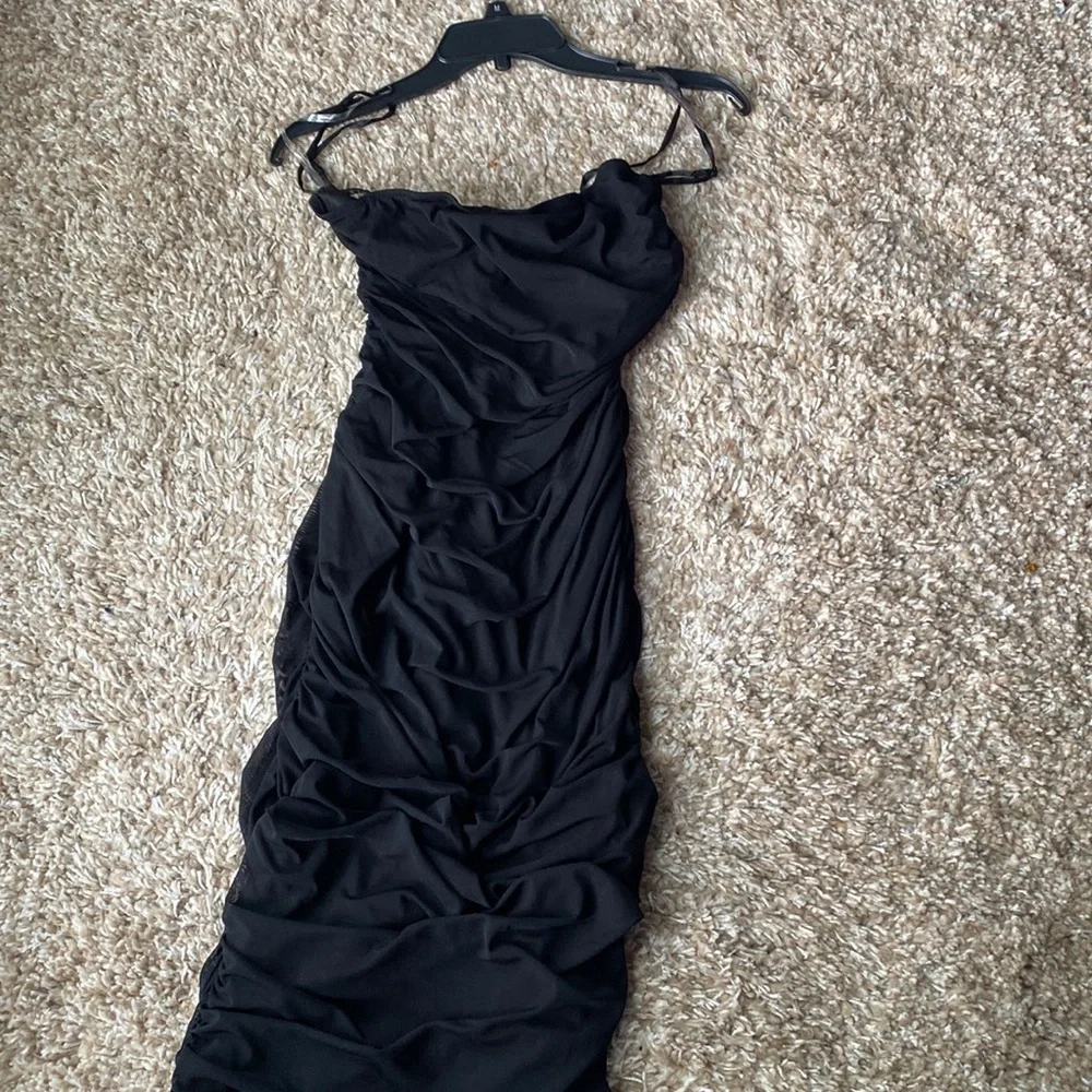 Ruched Maxi Dress with side slit - Picture 1 of 6
